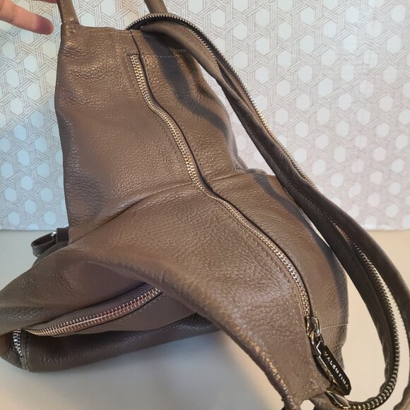 Valentina Grey Leather Backpack with Minimalist Design - Picture 11 of 11